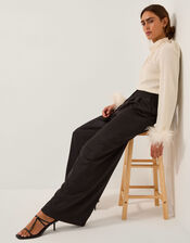 Maisie Satin Wide Leg Pants, Black (BLACK), large