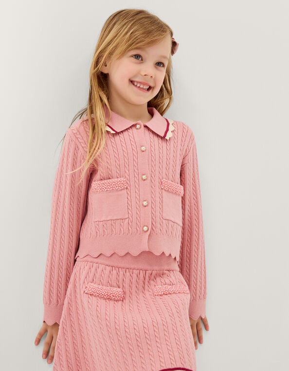 Embellished Cable Knit Skirt, Pink (PINK), large