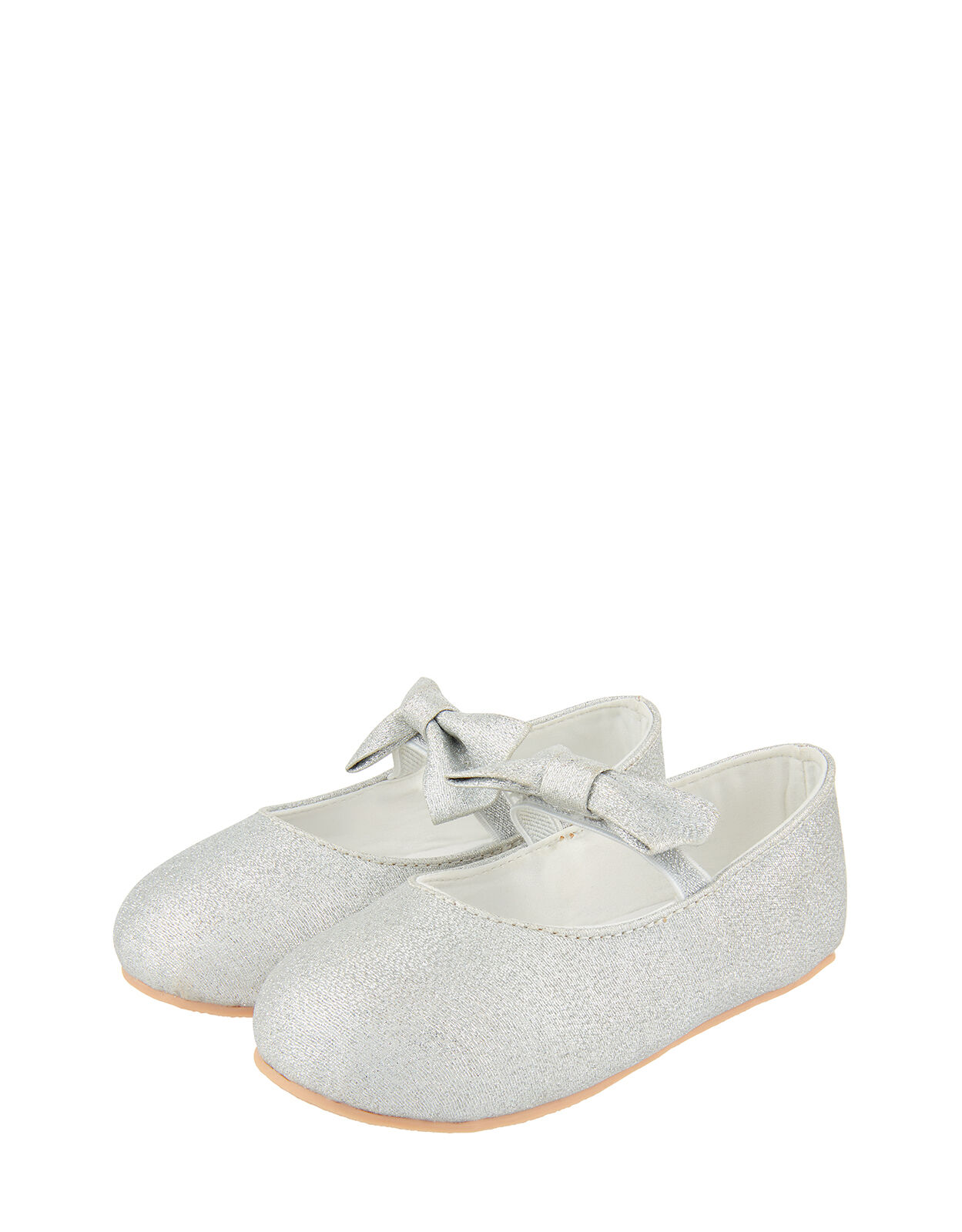 Baby Everly Sparkle Bow Flat Shoes Silver