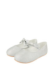Baby Everly Sparkle Bow Flat Shoes, Silver (SILVER), large