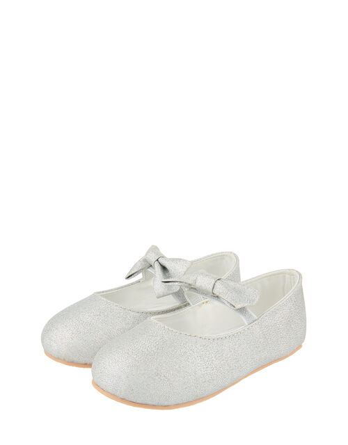 Baby Everly Sparkle Bow Flat Shoes Silver