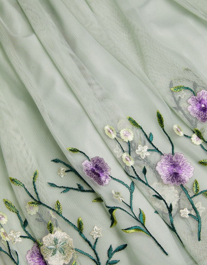 Sloan Tulle Embroidered Party Dress, Green (SAGE), large