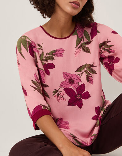 Clemmie Floral Print Top, Pink (PINK), large