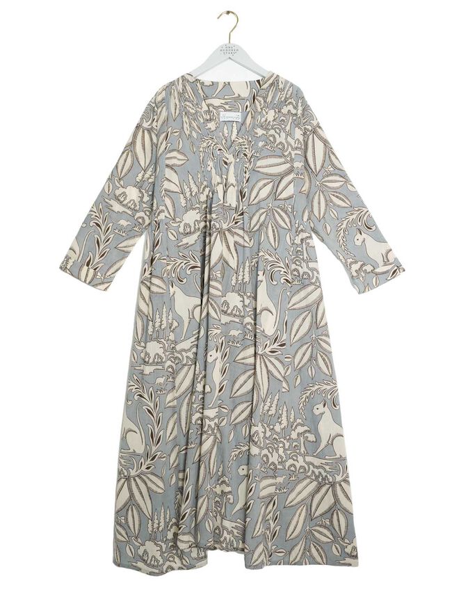 One Hundred Stars Sphinx Pintuck Maxi Dress, Grey (GREY), large