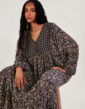 One Hundred Stars Print Maxi Dress, Blue (BLUE), large