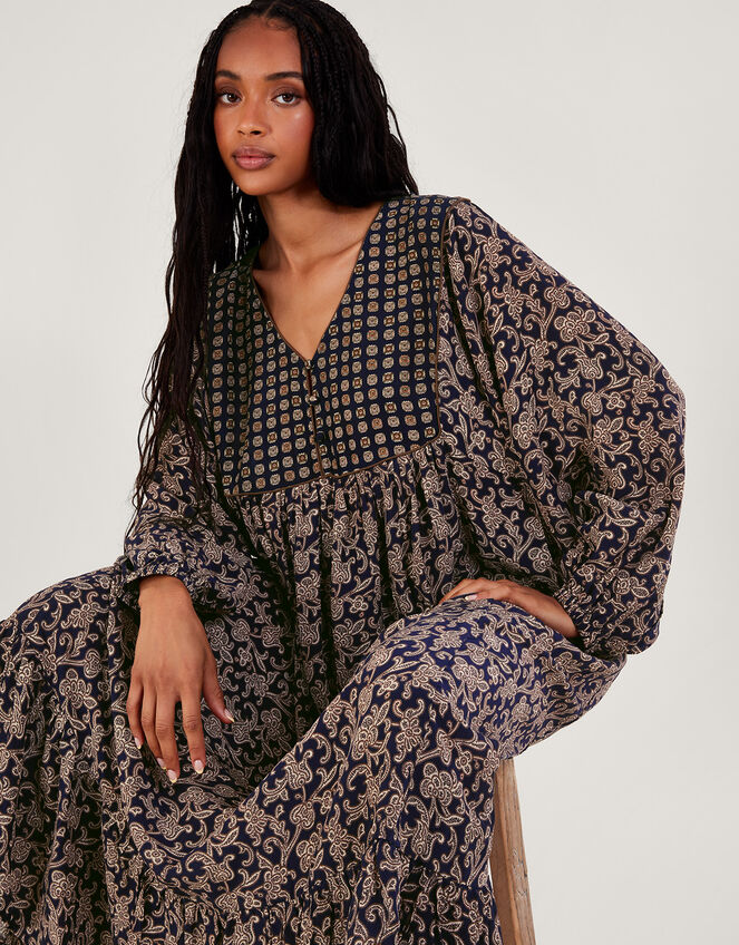 One Hundred Stars Print Maxi Dress, Blue (BLUE), large