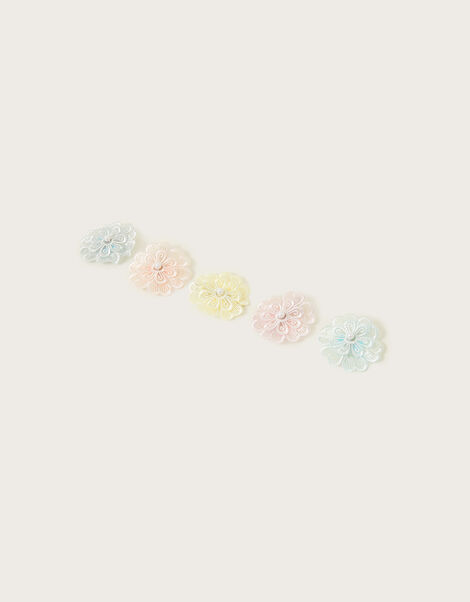 Lacey Flower Hair Clips 5 Pack, , large
