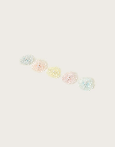 Lacey Flower Hair Clips 5 Pack, , large