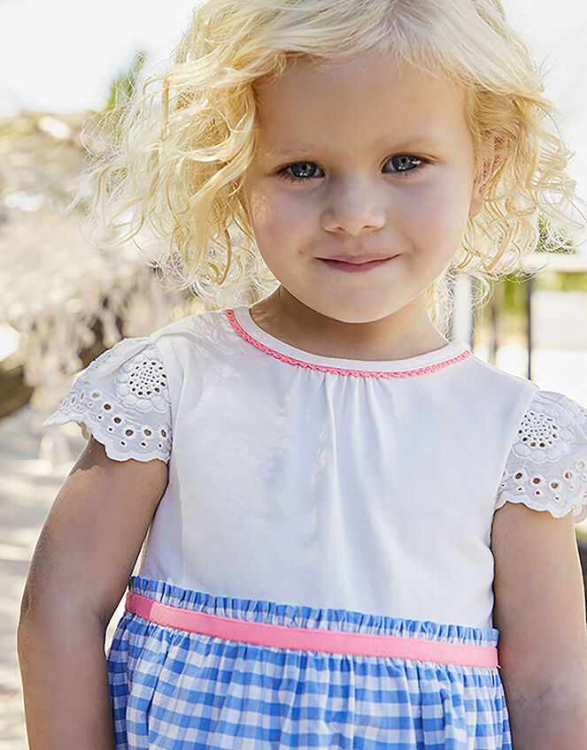 Baby Molly 2-in-1 Gingham Dress with Fruit Embroidery, Blue (BLUE), large