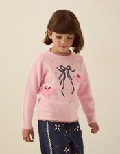 Ballerina Embroidered Crew Neck Jumper, Pink (PINK), large