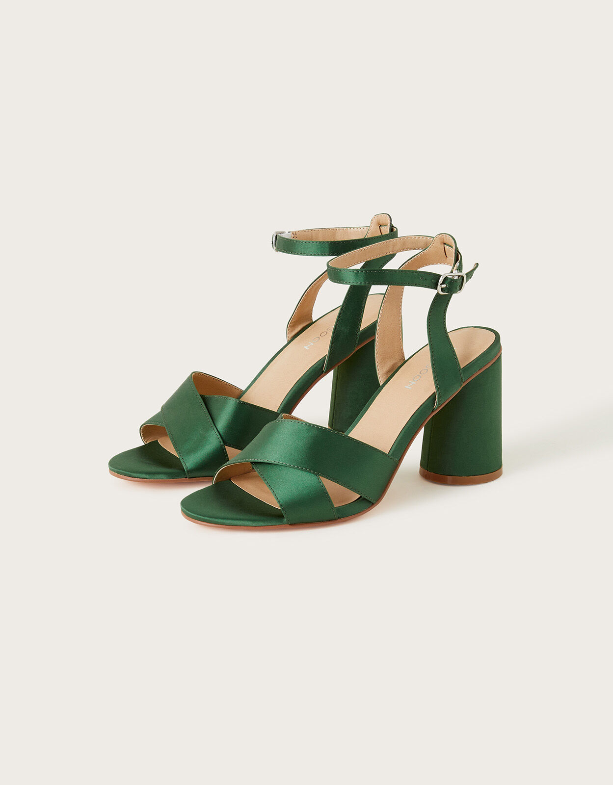 Dark Green Velvet Platform Block Heel Sandals | New Look