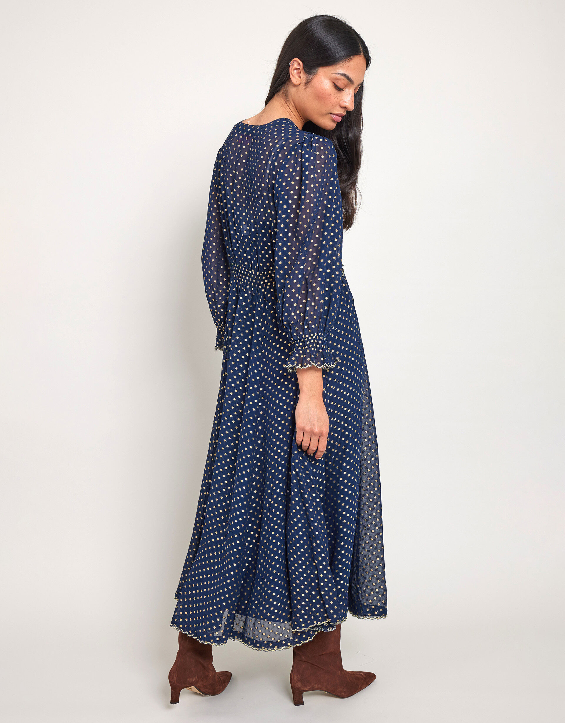 East Polka Dot Dress Blue