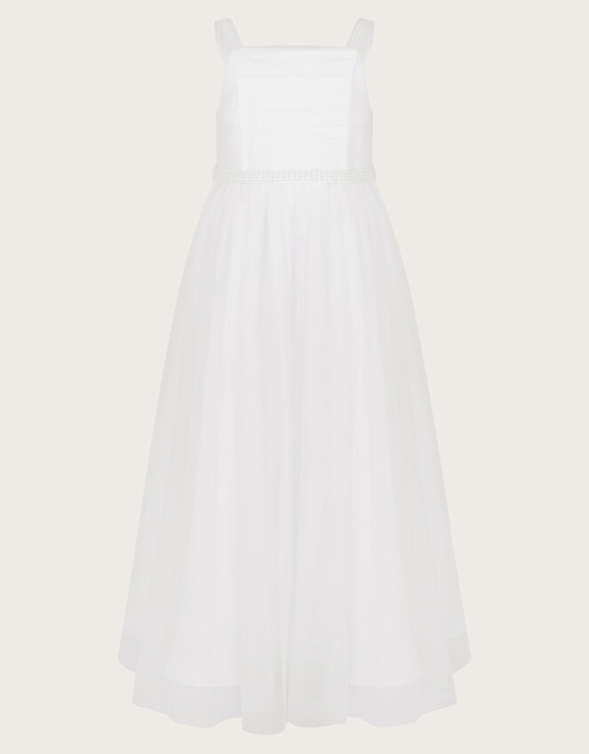 Fleur Pearly Tulle Communion Dress, White (WHITE), large