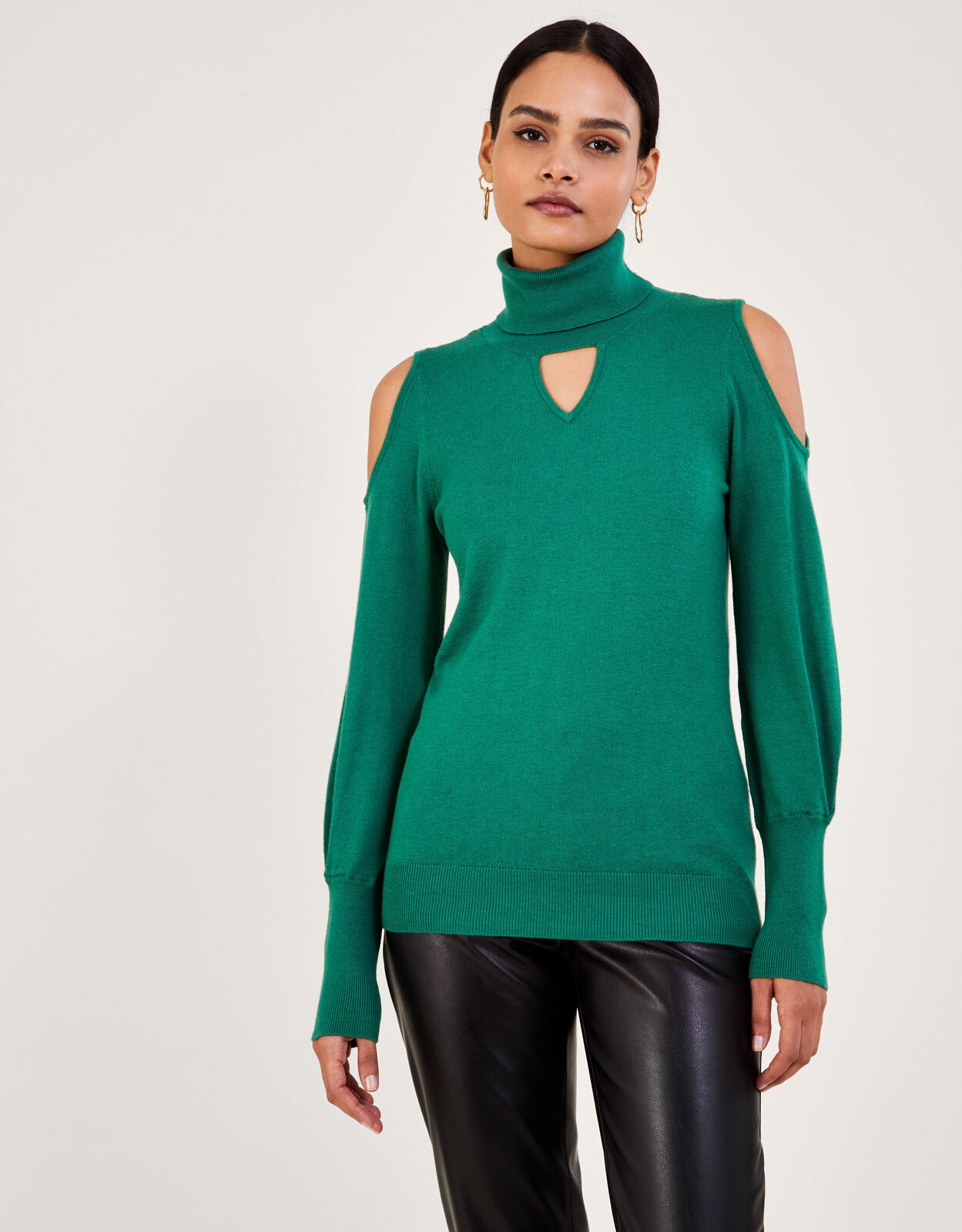 High neck shop cold shoulder sweater