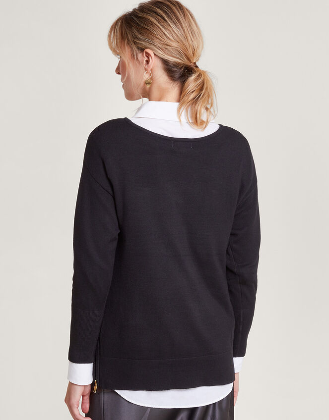 Slash Zip Detail Jumper, Black (BLACK), large