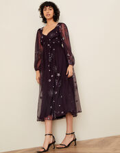 Tia Star Embellished Dress, Purple (PLUM), large