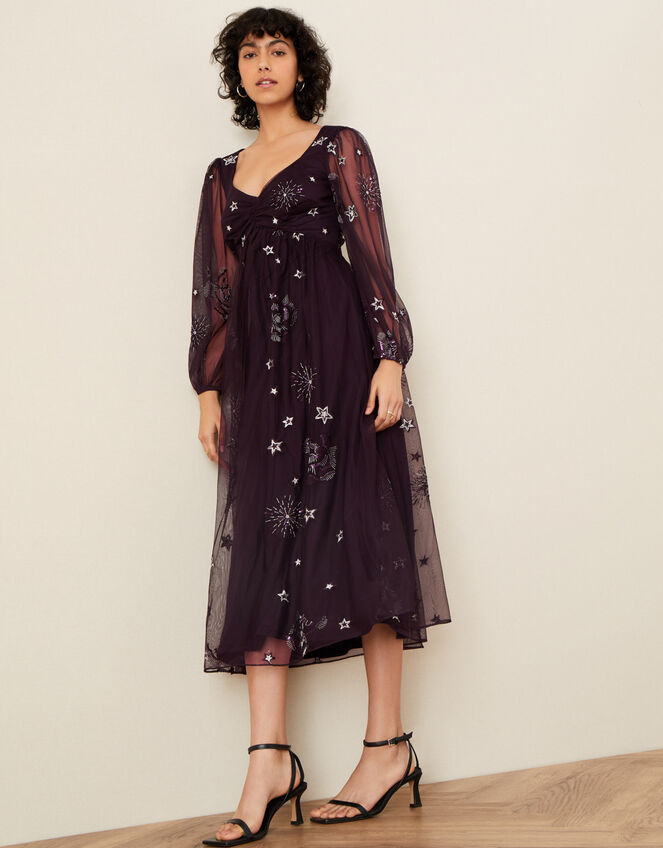 Tia Star Embellished Dress, Purple (PLUM), large