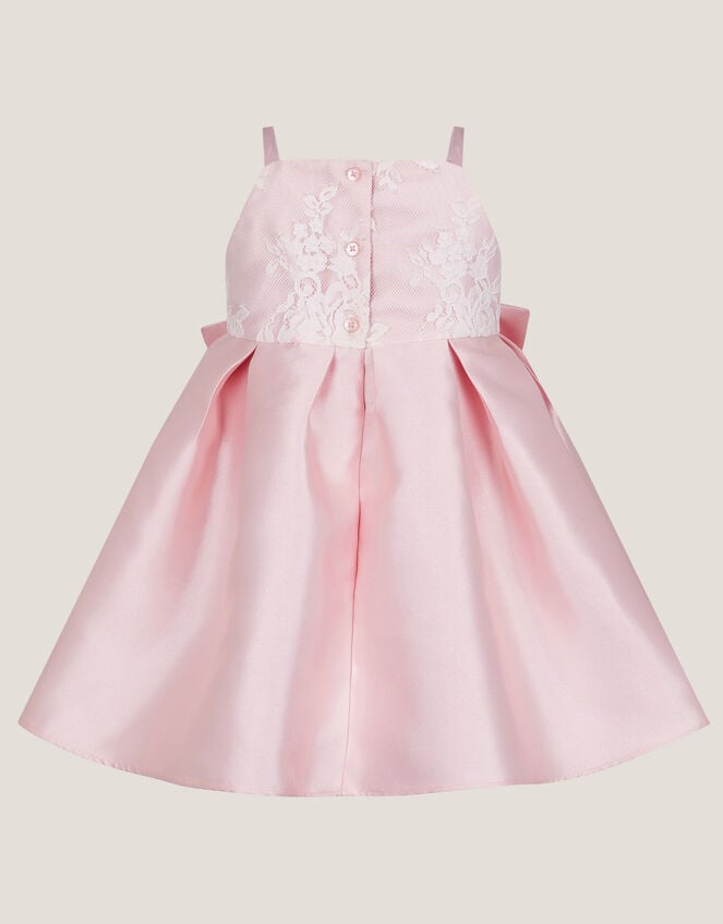 Baby Juniper Satin Lace Bow Bridesmaid Dress, Pink (PINK), large