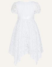 Adele Lace Puff Sleeve Communion Dress, White (WHITE), large