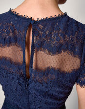 Monike Short Sleeve Lace Bridesmaid Dress, Blue (NAVY), large