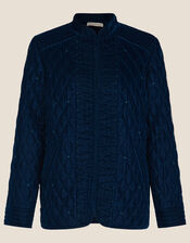 Quilted Velvet Jacket, Blue (BLUE), large