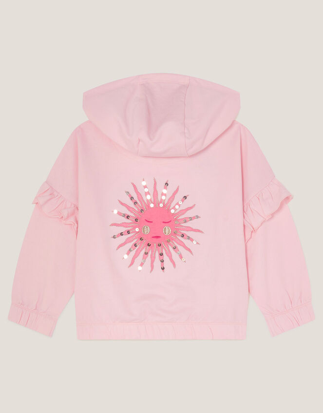 Sun Embroidered Zip-Up Hoodie, Pink (PINK), large