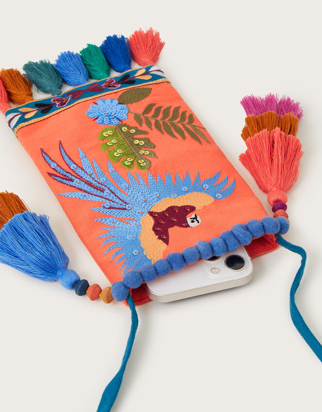 Embroidered Parrot Phone Case, , large