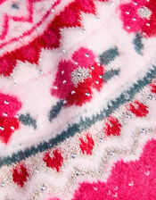 Rhinestone Floral Fair Isle Jumper, Pink (PINK), large