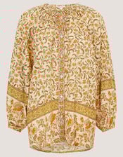 Ari Floral Print Blouse, Yellow (MUSTARD), large