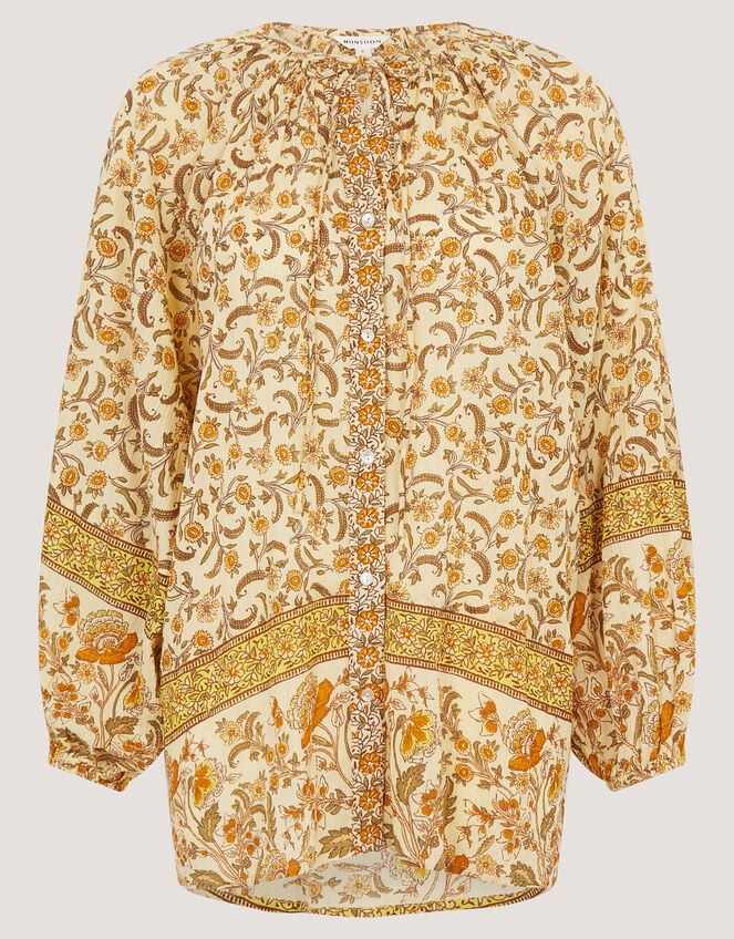 Ari Floral Print Blouse, Yellow (MUSTARD), large