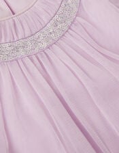 Baby Nessa Sparkle Collar Waterfall Dress, Purple (LILAC), large