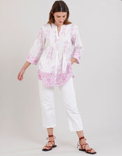 East Yulia Woodblock Pintuck Shirt, Purple (PURPLE), large
