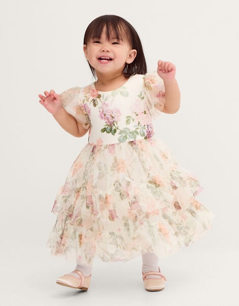 Baby Roma Floral Print Ruffle Party Dress , Multi (MULTI), large