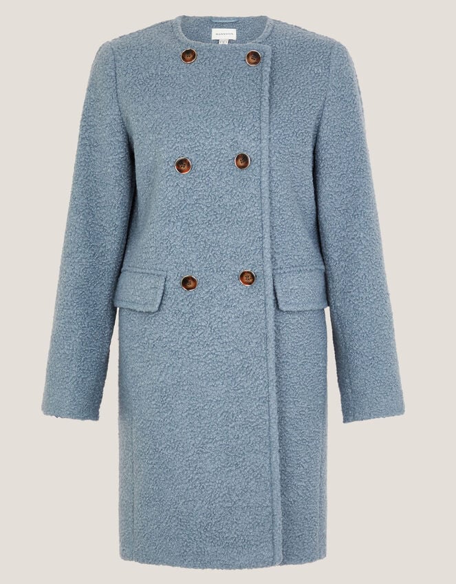 Lily Double Breasted Boucle Coat, Blue (PALE BLUE), large