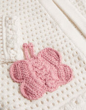 Baby Crochet Butterfly Cardigan, Ivory (IVORY), large