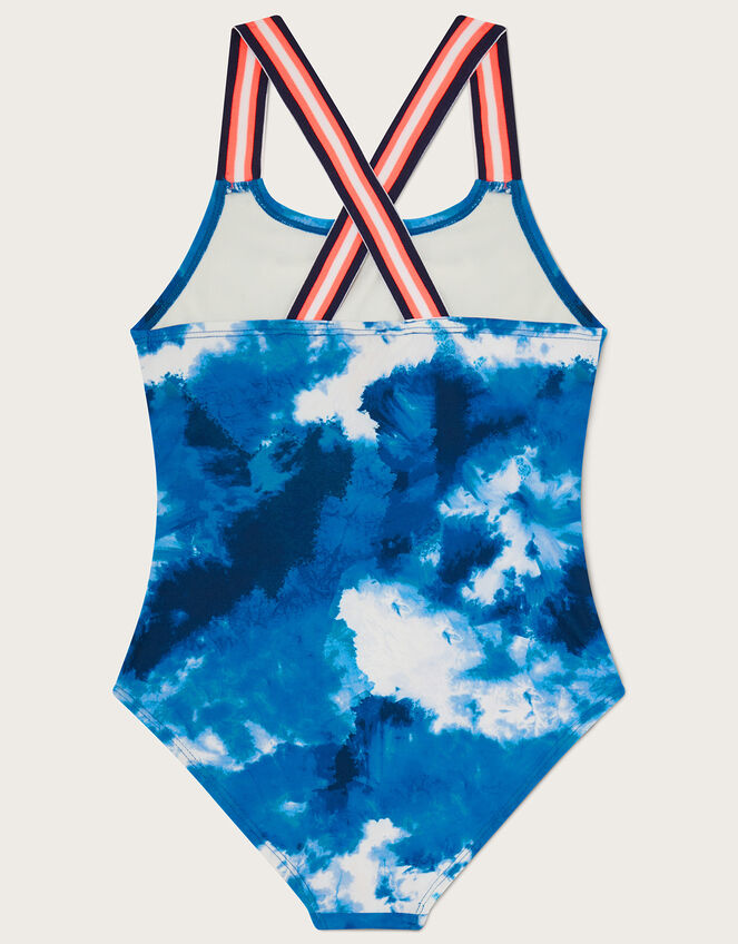 Marble Swimsuit in Recycled Polyester, Blue (NAVY), large