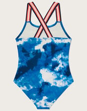 Marble Swimsuit in Recycled Polyester, Blue (NAVY), large