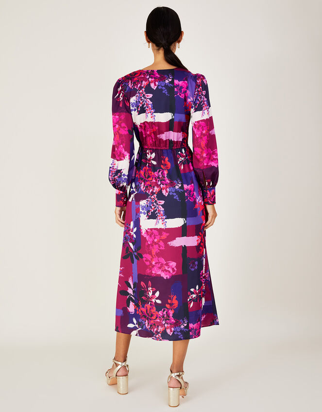 Darcie Satin Print Midi Dress, Pink (PINK), large