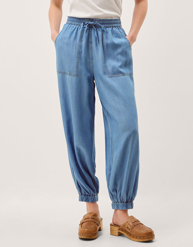 Daria Chambray Balloon Pants, Blue (DENIM BLUE), large