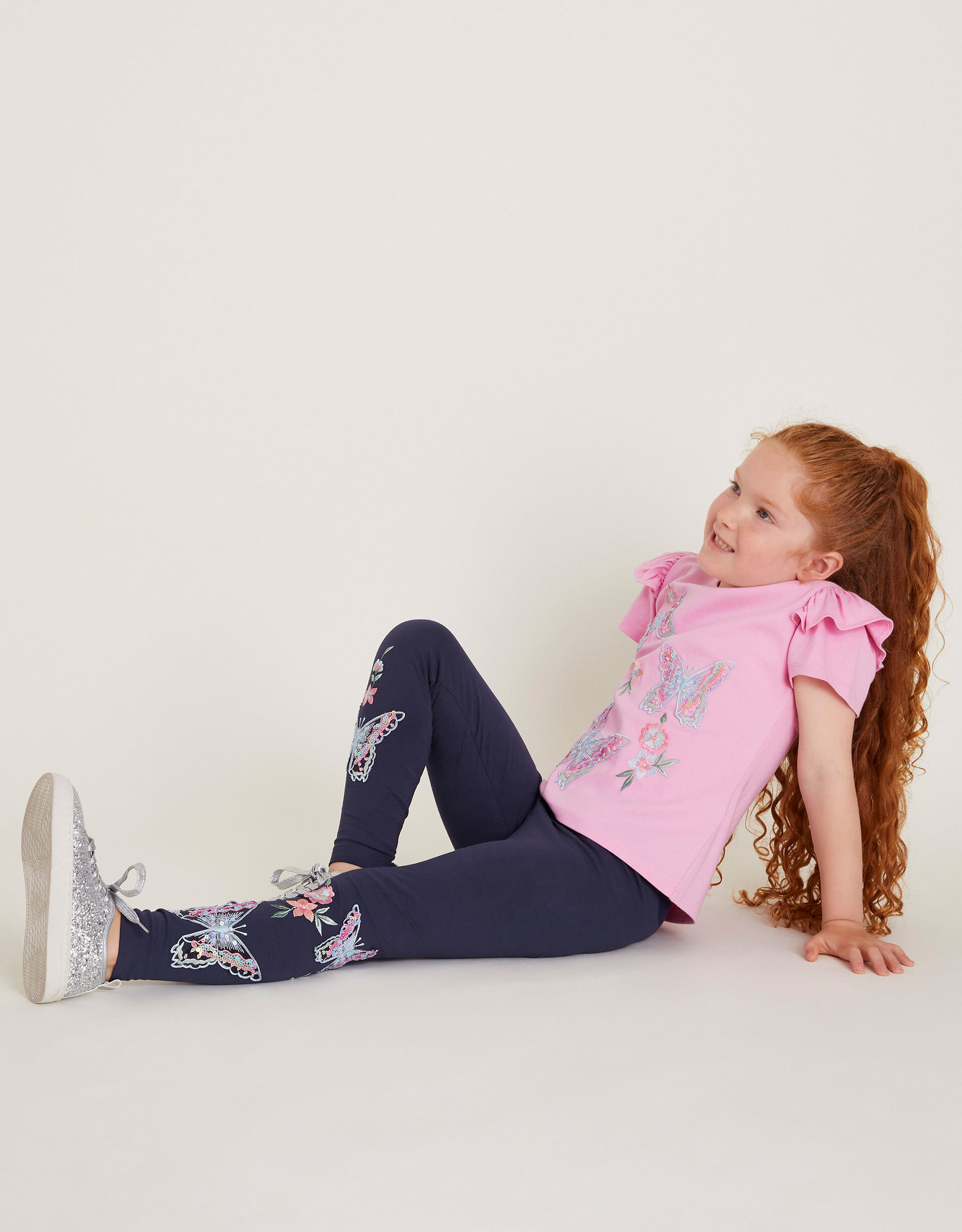 Sequin Butterfly Leggings Blue