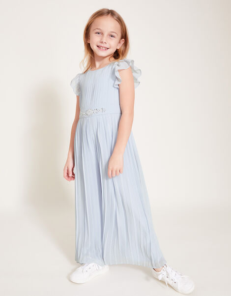 Penelope Pleated Sparkle Jumpsuit, Blue (BLUE), large