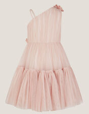 Ruby Asymmetric Flower Tulle Dress, Pink (PINK), large