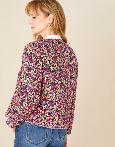 Ditsy Floral Quilted Jacket Blue, Blue (NAVY), large