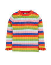 Frugi Stripe Ribbed Knit Jumper, Multi (MULTI), large