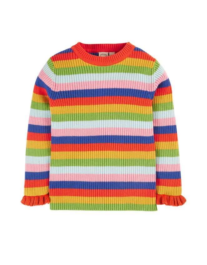 Frugi Stripe Ribbed Knit Jumper, Multi (MULTI), large