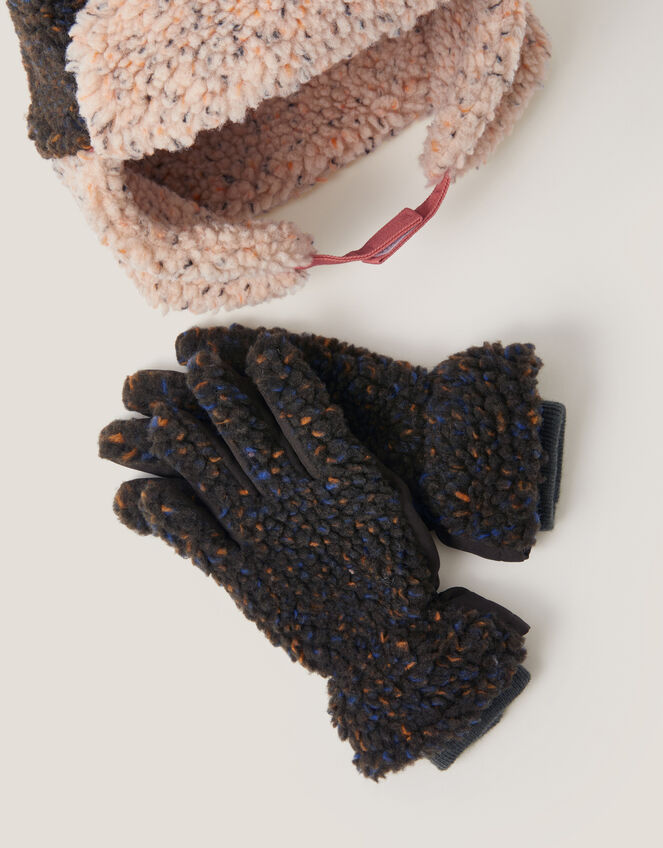 Borg Trapper Hat & Gloves Set, Multi (MULTI), large