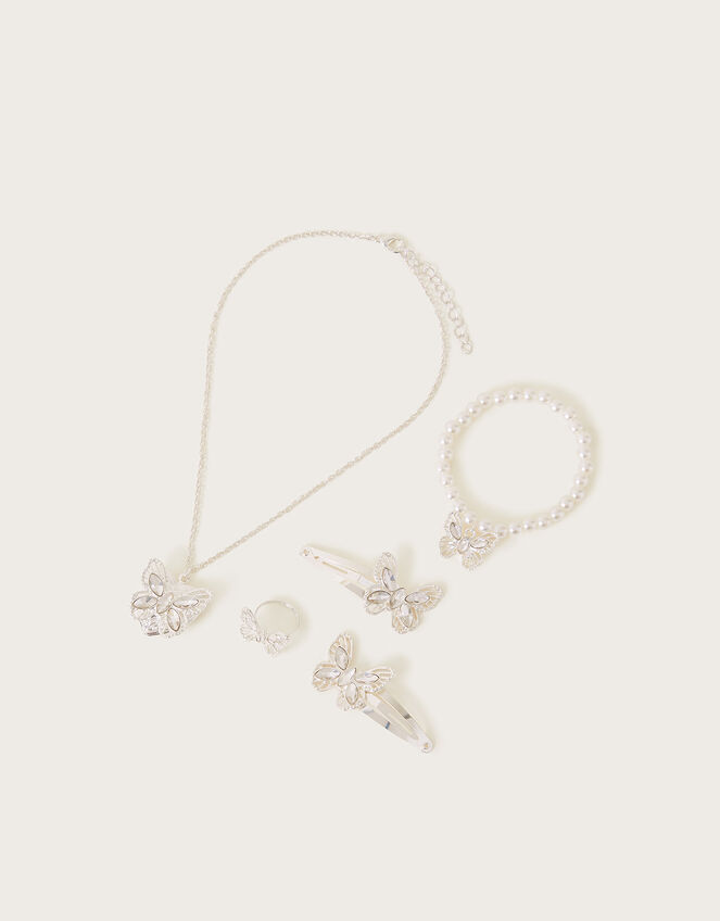 Diamante Butterfly Locket Jewellery Set, , large
