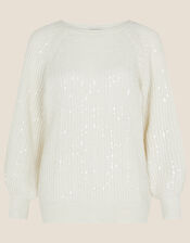 Isabel Sequin Raglan Jumper, Cream (CREAM), large
