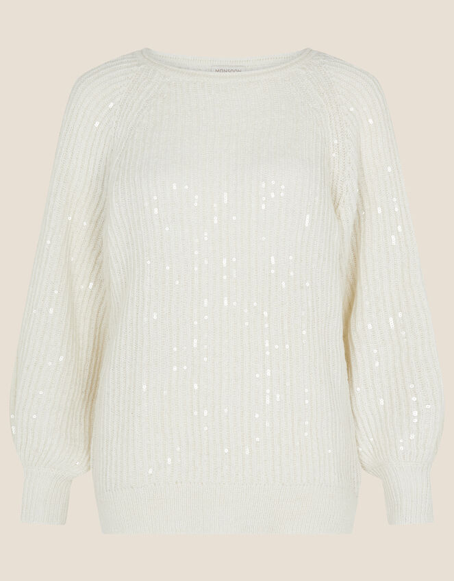 Isabel Sequin Raglan Jumper, Cream (CREAM), large