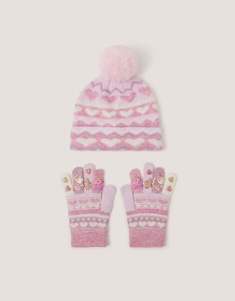 Unicorn Bobble Hat & Gloves Set, Multi (MULTI), large
